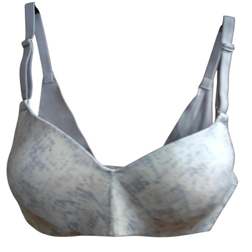 Secret Treasures Underwire T-Shirt Bra 34C 34 C White Blue Snake Print Smooth